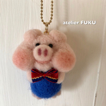 にっこりぶたさん キーホルダー  コバルトブルー