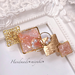 桜のピンクベージュ スモールリング ゴールドバレッタ