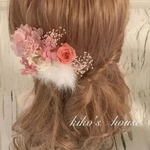 ふわふわファーの髪飾り 全て本物花