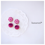 ベルベットの刺繍イヤリングorピアス《ワインレッド》