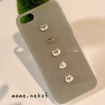 豆ねこ五人衆☆シュール☆プラ板のiPhoneケース☆シンプル☆グレー☆かわいい