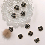 new★8個★18mm★ブラック×ゴールド★チェック★アクリル★カボション