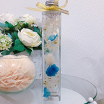 ブルーホワイト薔薇♡ハーバリウム♡ メッセージ名入れ可能♡プレゼントギフトにも♡
