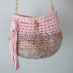 麻ひも×ズパゲッティ・フワフワ✨キラキラ大人可愛いショルダーバッグ