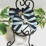 【送料込み】 galette ❇navy  ribbon ( blue&navy )  キッズ ヘアゴム      