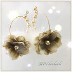 フラワー ミンクファーピアス♡フラワーミンクファーイヤリング