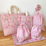 【花子様ご注文品】入園グッズ　しずく（ピンク）×ストライプ