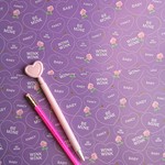 コート紙90☆パープル heart ラッピングペーパー