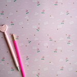 コート紙90☆pink heart ラッピングペーパー