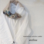 【送料無料♪】リバティ×リネン スヌード 繊細レースmix  大人刺繍