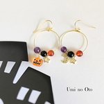  ジャックオランタンと三日月のハロウィンピアス／イヤリング