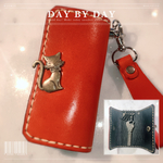 国産ブランド『栃木レザー』使用　猫ボタンキーケース 高級 本革