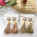 レトロvintageな タッセル ピアス/大ぶりイヤリング