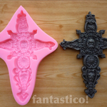 新作☆ハンドメイドシリコンモールド☆大きな立体的クロス型ジーザス十字架キリスト☆石鹸型キャンドル型3Dアンティークヴィンテージビンテージ