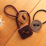 1333　本革ヘアゴム　カク+マル+ゴカク