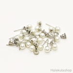 【10個入り】【キャッチ付き】 ピアスパーツ パール付き カン付き シルバー【18mm】
