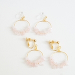 " LOVE" rose quartz hoop イヤリング or 樹脂ノンホールピアス(天然石使用)