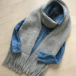 【オーダー品】メリノウール100％ライトグレーのシンプルマフラー