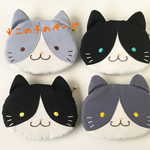 ふんわり☆ねこさん　ミニポーチ♪　ハチワレさん①　ペールグレー