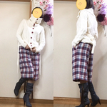 お首自由自在赤ボタンかわいい😍リボン🎀付き手編みニットカーディガン💖かわいい。デート❣️
