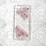 一年じゅうお花見を。さくらさく日本の桜のiphone７,8ケース レジン 貝　和風 　さくら　押し花　シェル　送料無料 ストラップ穴開け可能