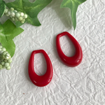 ヴィンテージ アクリル変形ティアドロップフープパーツ レッド 2個セット