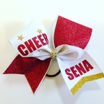 キラキラチアリボン赤ラメ♡CHEER BOW名前チーム名オーダー