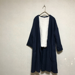 ネイビー リネン カシュクールワンピース