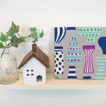 【アウトレット】花瓶模様のファブリックパネル  20cm×20cm 