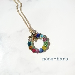 【sale】カラフルビジューのクリスマスリース  ネックレス