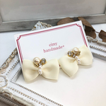大人可愛い♡グログランリボンコットンパールビジュー(ホワイト)♡送料込み