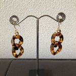 豹柄べっ甲チェーンピアス