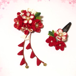 つまみ細工  七五三髪飾り(ブーケ・紅白 Ⅲ )