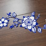 刺繍ワッペンアイロンパッチハンドメイド 青花