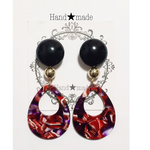 ブラックカボションレッドべっ甲ピアス