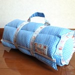 SALE ロールアップマットベッド ＝スイーツ柄×ブルードット＝