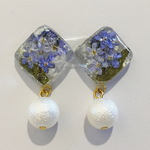 押し花レジン パール イヤリングorピアス