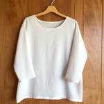 【セール】Ｔシャツみたいなプルオーバー✿シンプル袖　しっとりオフホワイト