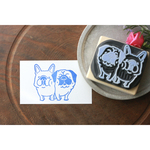 むっちりフレブルさんとパグさん　消しゴムはんこ
