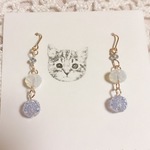 パープルシュガービーズのピアス