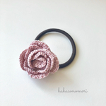 レース糸♡バラのヘアゴム ピンク色 大1つ