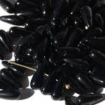 20個 チェコビーズ しずく＜5x12mm/ブラックオペーク＞ドロップ