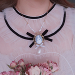 水色の薔薇♡コロロ風のカメオネックレス
