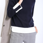 お家で洗える！上質なカシミヤ100％ ボートネック バイカラーニット (全2色)