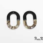 【2個入】バイカラー楕円チャーム【グレー系*黒】-mt-1847