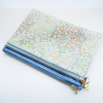 Ｐさまご予約品　LIBERTY&帆布　Jess and Jean 　ジェスアンドジーン　ライトグリーン＆イエロー　Ｗファスナー・クリアポケットポーチ　Size：21×15cm
