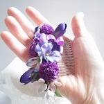 *＊Kazariya*＊野花.。＊すみれ色のリボンとビオラのナチュラルフラワーコーム。。*