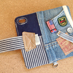 #015 デニムリメイク手帳型 iPhone5/5s カバー《送料込》