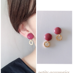 ハンドルメイド ボルドーカボション リング ピアス イヤリング