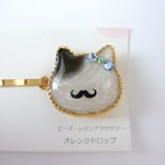 ひげねこのヘアピン（シロ）